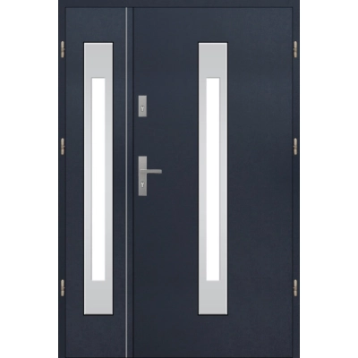 Drzwi zewnetrzne dwuskrzydłowe S33 INOX antracyt 55mm